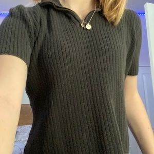 black ribbed shirt